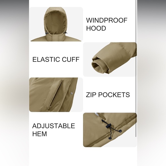 NWT Magcomsen Men’s Khaki Puffer Jacket Full Zip Up Windproof Winter Jacket - Picture 5 of 6